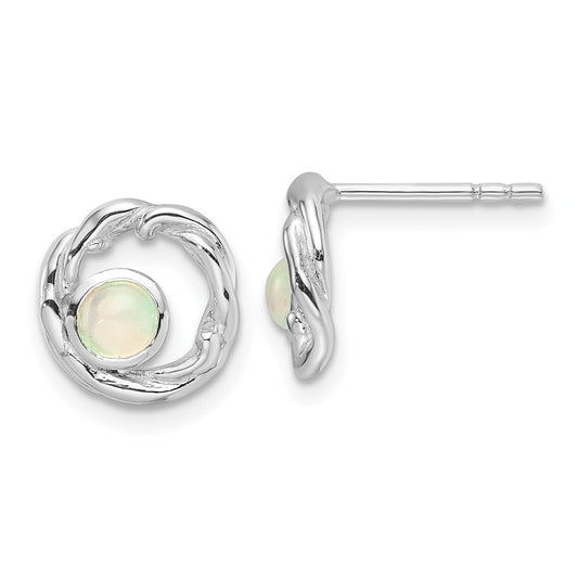 Rhodium-plated Sterling Silver Opal Post Earrings