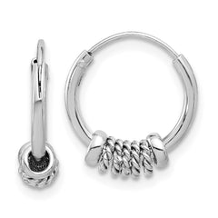 Sterling Silver Polished and Textured Endless Hoop Earrings