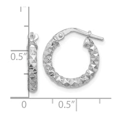 Rhodium-plated Sterling Silver Polished Textured 2.50mm Hoop Earrings
