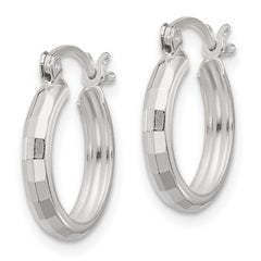 Sterling Silver Polished Textured Hoop Earrings