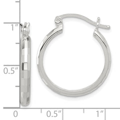 Sterling Silver Polished Textured Hoop Earrings