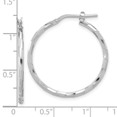 Rhodium-plated Sterling Silver Polished 1.60mm Hoop Earrings