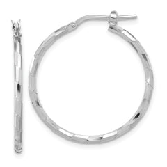 Rhodium-plated Sterling Silver Polished 1.60mm Hoop Earrings