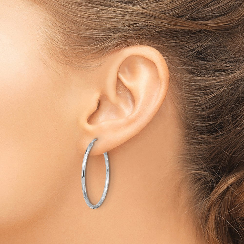 Rhodium-plated Sterling Silver Polished 1.60mm Hoop Earrings