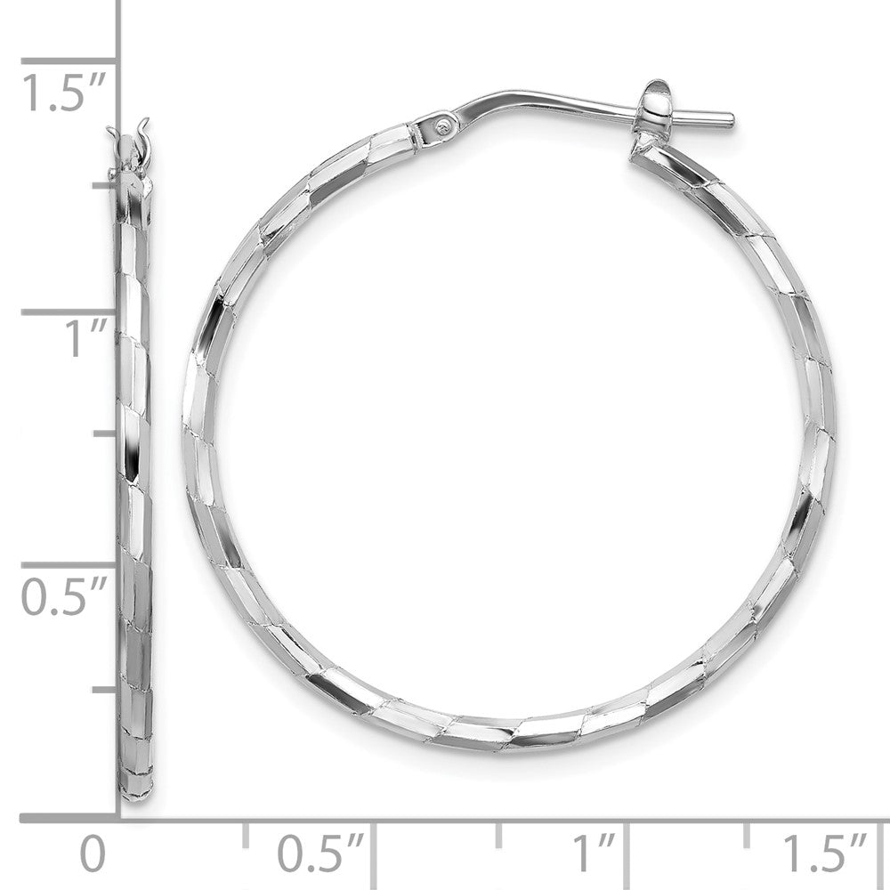 Rhodium-plated Sterling Silver Polished 1.60mm Hoop Earrings