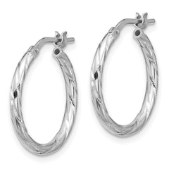 Rhodium-plated Sterling Silver Polished Twisted 2.00mm Hoop Earrings