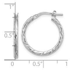 Rhodium-plated Sterling Silver Polished Twisted 2.00mm Hoop Earrings