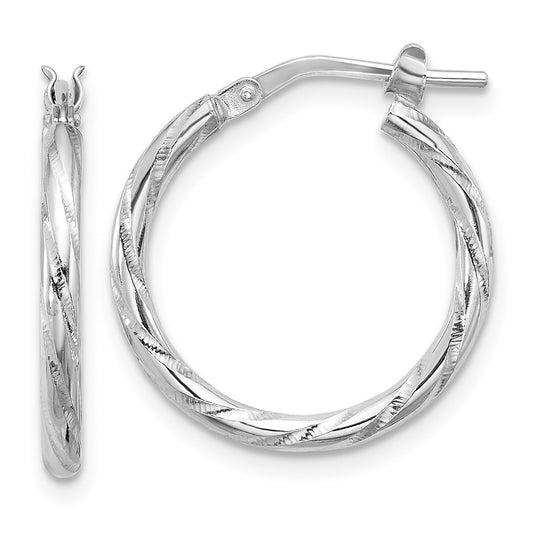 Rhodium-plated Sterling Silver Polished Twisted 2.00mm Hoop Earrings