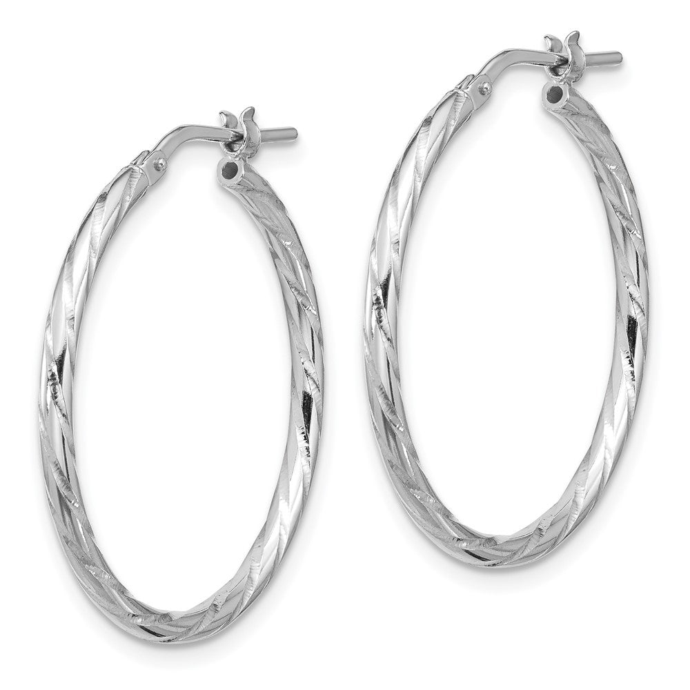 Rhodium-plated Sterling Silver Polished Twisted 2.00mm Hoop Earrings