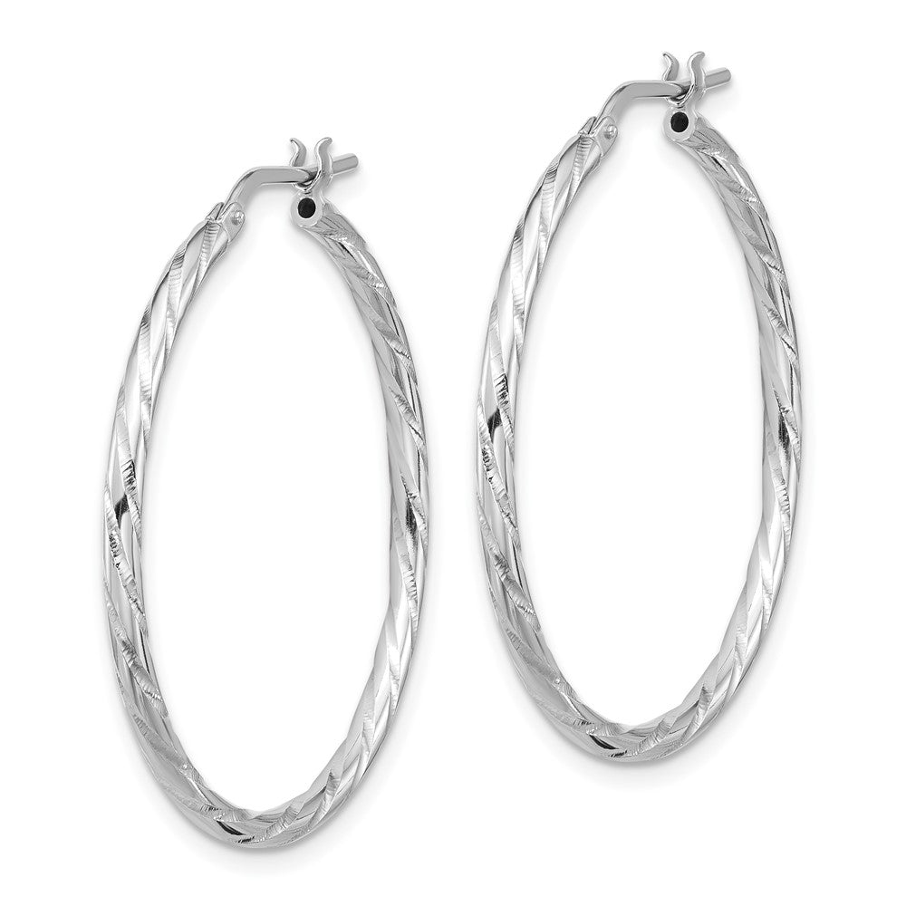 Rhodium-plated Sterling Silver Polished Twisted 2.00mm Hoop Earrings