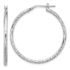Rhodium-plated Sterling Silver Polished Twisted 2.00mm Hoop Earrings