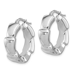 Rhodium-plated Sterling Silver Polished Hoop Earrings