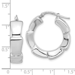 Rhodium-plated Sterling Silver Polished Hoop Earrings