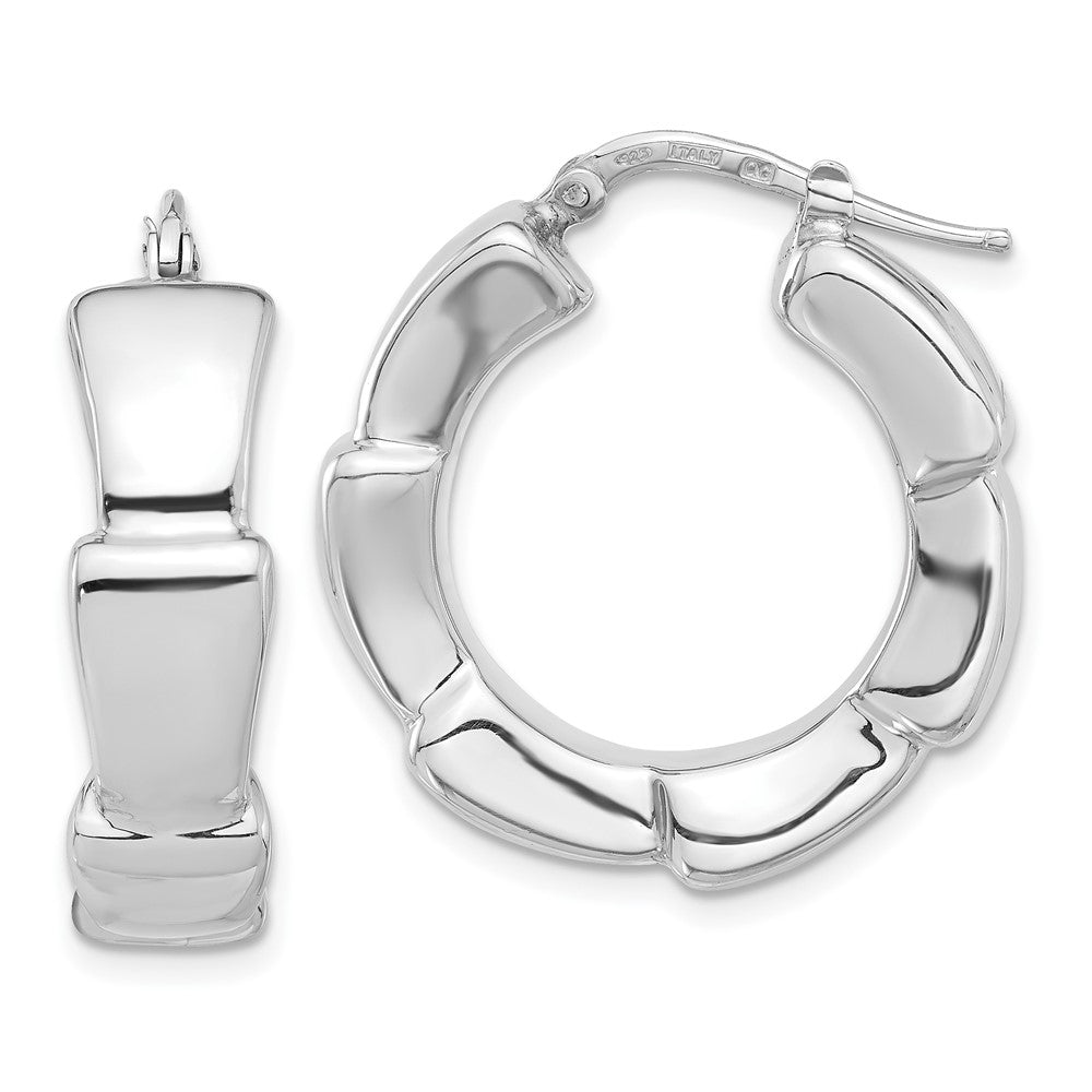Rhodium-plated Sterling Silver Polished Hoop Earrings