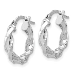 Rhodium-plated Sterling Silver Polished Twisted Hoop Earrings