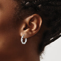Rhodium-plated Sterling Silver Polished Twisted Hoop Earrings