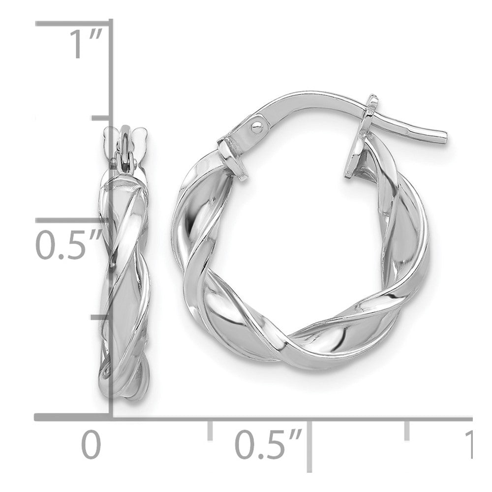 Rhodium-plated Sterling Silver Polished Twisted Hoop Earrings