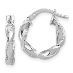 Rhodium-plated Sterling Silver Polished Twisted Hoop Earrings