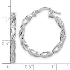 Rhodium-plated Sterling Silver Polished Twisted Hoop Earrings