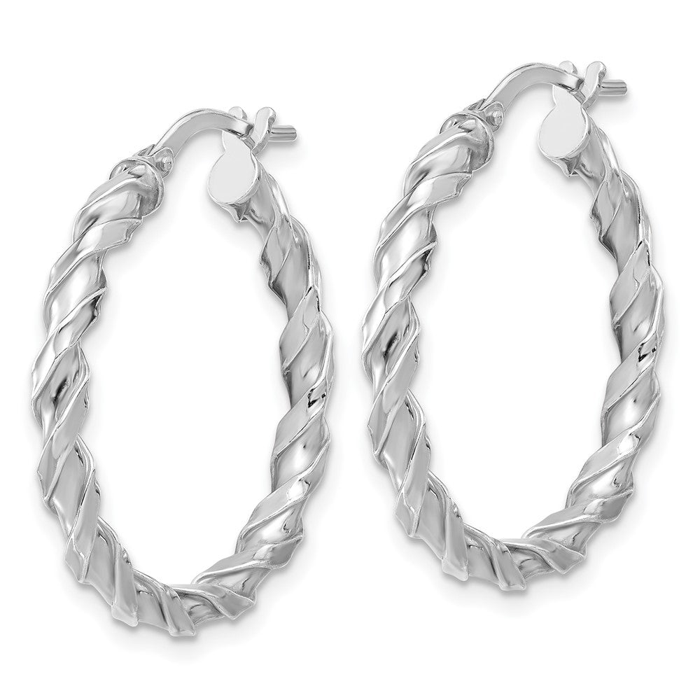 Rhodium-plated Sterling Silver Polished Twisted Hoop Earrings