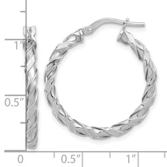 Rhodium-plated Sterling Silver Polished Twisted Hoop Earrings
