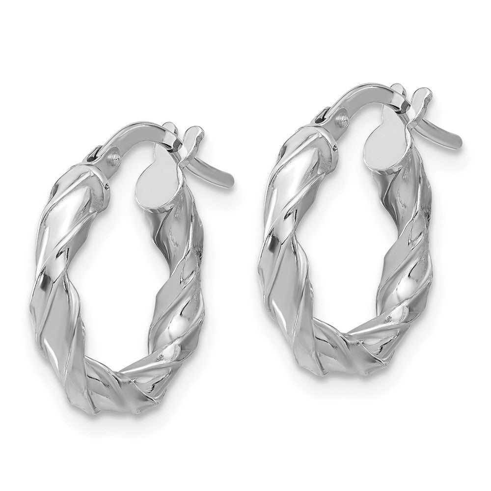 Rhodium-plated Sterling Silver Polished Twisted Hoop Earrings