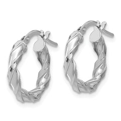 Rhodium-plated Sterling Silver Polished Twisted Hoop Earrings