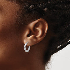 Rhodium-plated Sterling Silver Polished Twisted Hoop Earrings