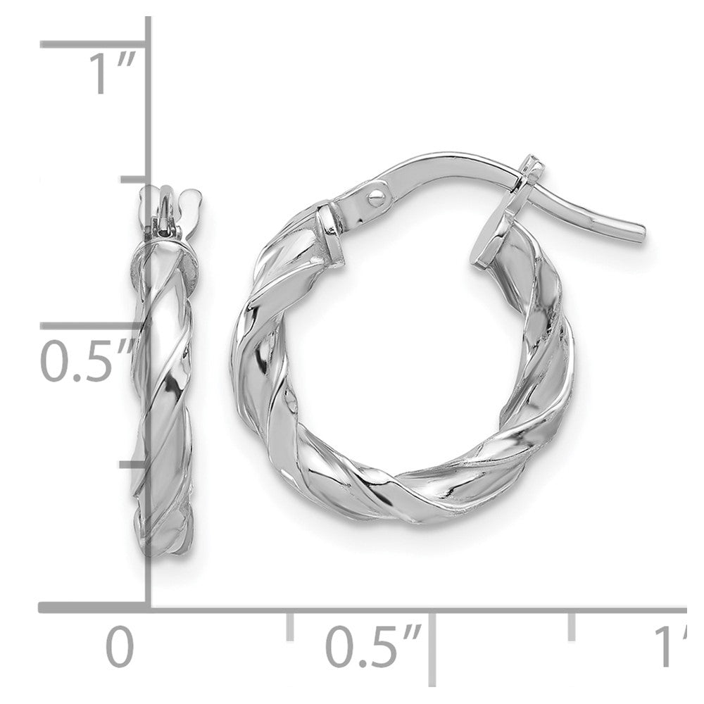 Rhodium-plated Sterling Silver Polished Twisted Hoop Earrings