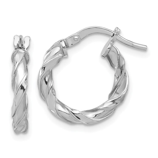 Rhodium-plated Sterling Silver Polished Twisted Hoop Earrings