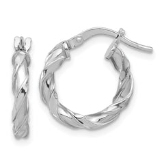 Rhodium-plated Sterling Silver Polished Twisted Hoop Earrings