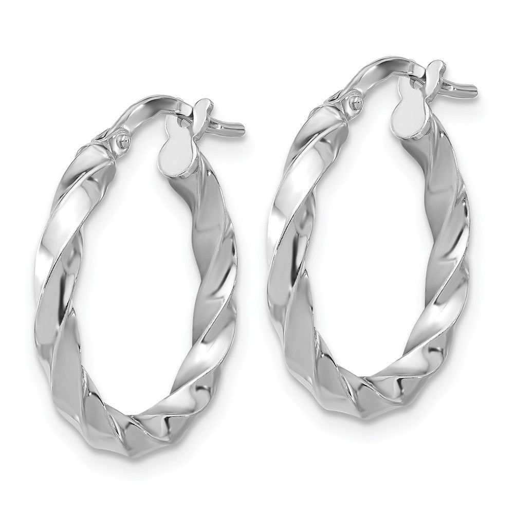 Rhodium-plated Sterling Silver Polished Twisted Hoop Earrings