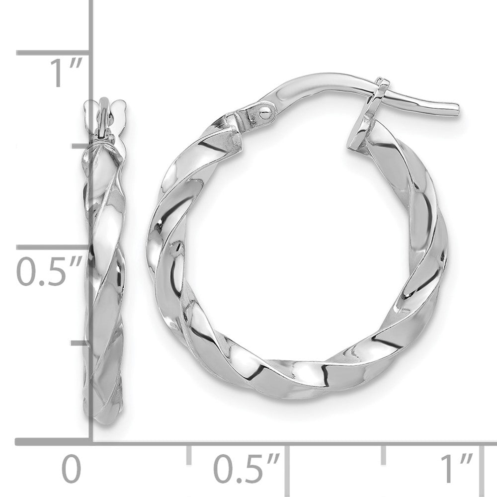Rhodium-plated Sterling Silver Polished Twisted Hoop Earrings