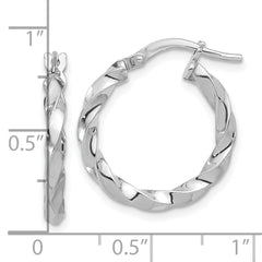 Rhodium-plated Sterling Silver Polished Twisted Hoop Earrings
