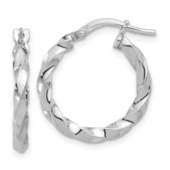 Rhodium-plated Sterling Silver Polished Twisted Hoop Earrings