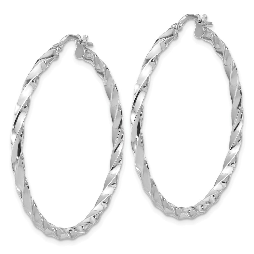 Rhodium-plated Sterling Silver Polished Twisted Hoop Earrings