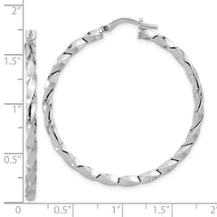 Rhodium-plated Sterling Silver Polished Twisted Hoop Earrings