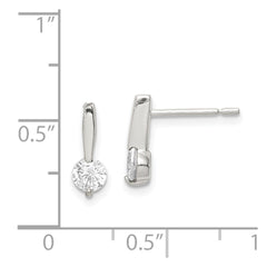 Sterling Silver Polished CZ Drop Post Earrings