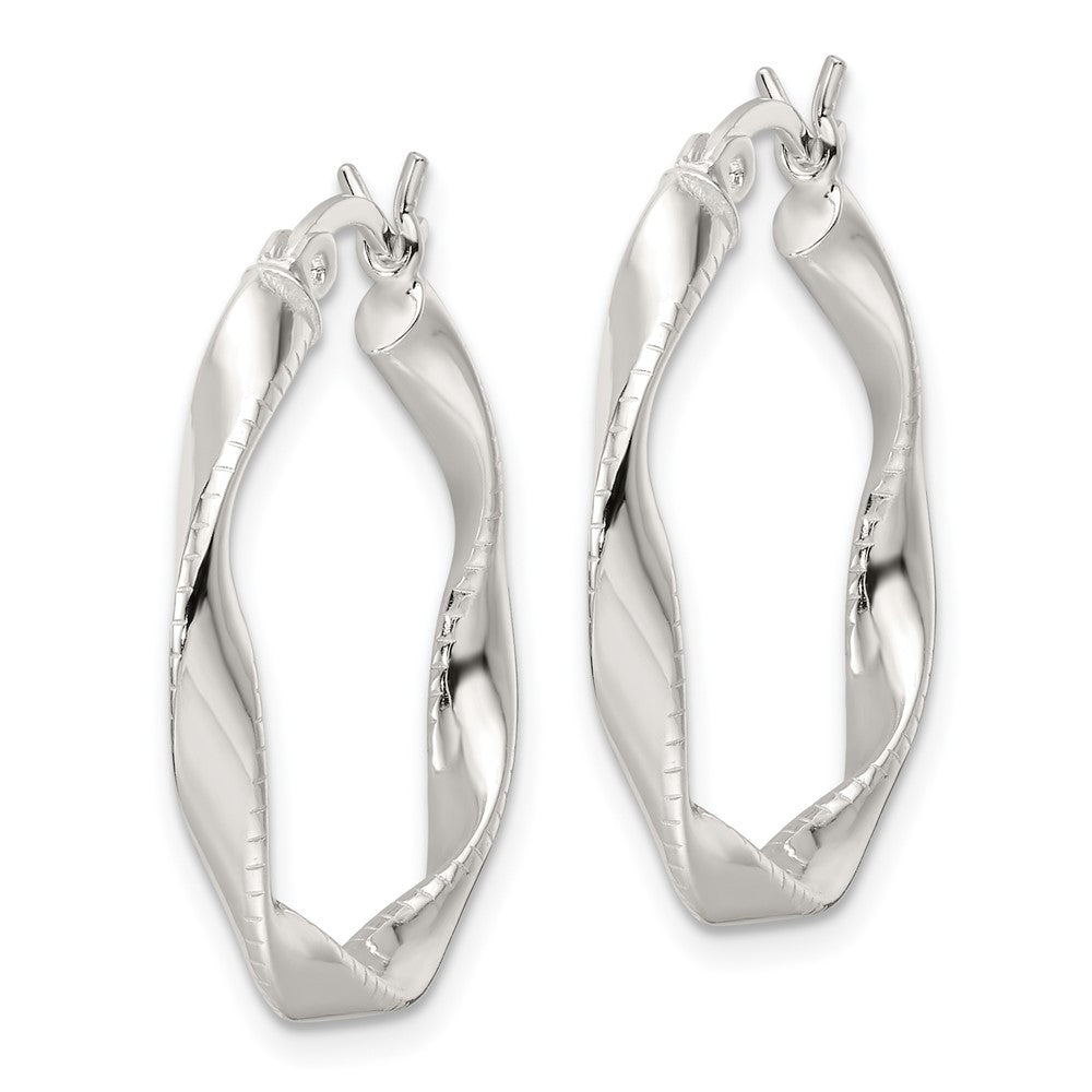 Sterling Silver Polished Twisted Hoop Earrings