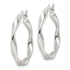 Sterling Silver Polished Twisted Hoop Earrings
