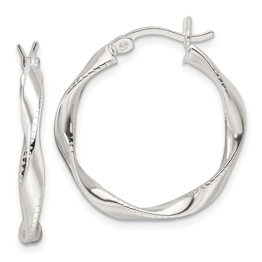 Sterling Silver Polished Twisted Hoop Earrings