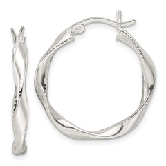 Sterling Silver Polished Twisted Hoop Earrings