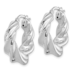 Rhodium-plated Sterling Silver Polished Twisted Hoop Earrings