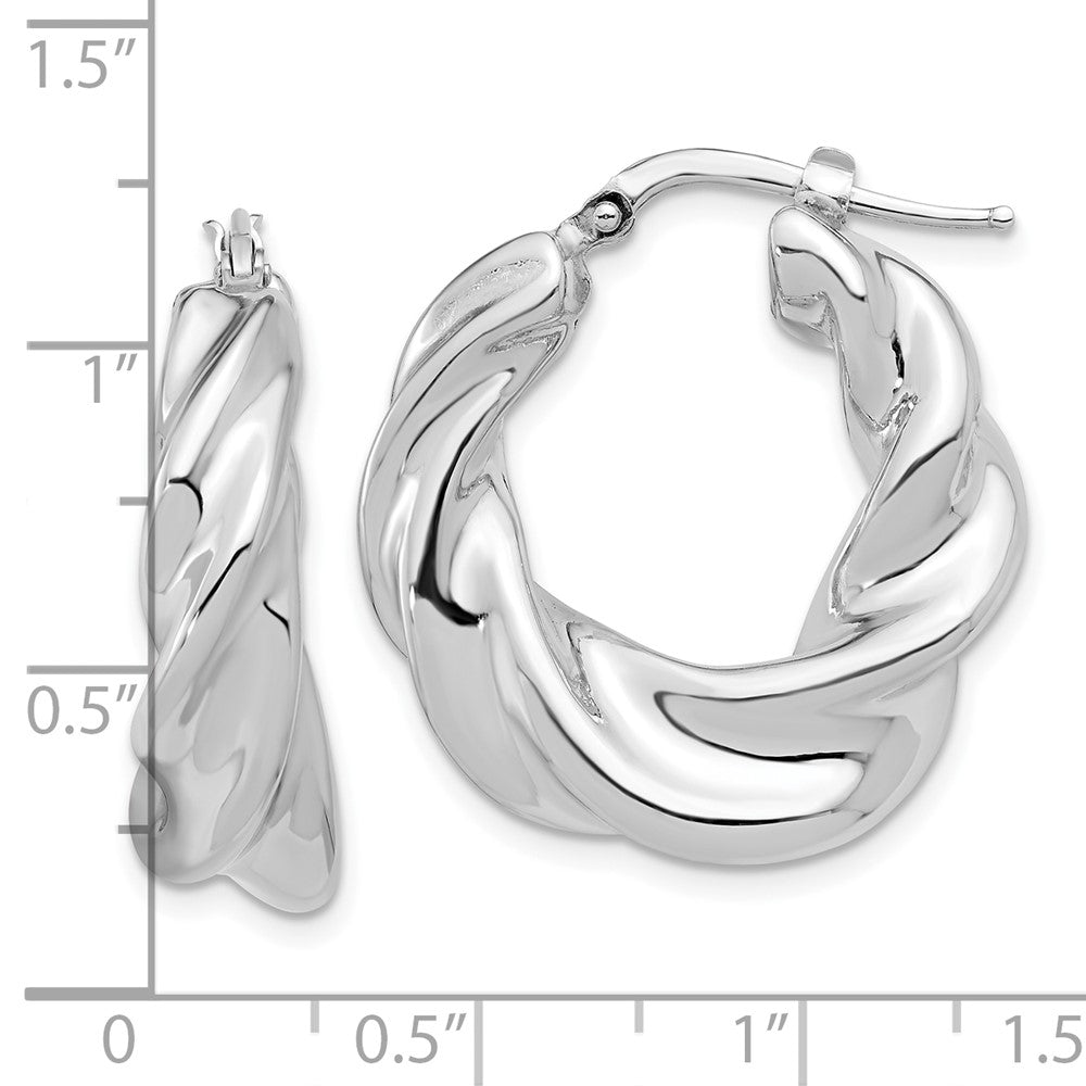 Rhodium-plated Sterling Silver Polished Twisted Hoop Earrings