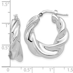 Rhodium-plated Sterling Silver Polished Twisted Hoop Earrings