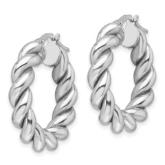 Rhodium-plated Sterling Silver Polished 5.25mm Hollow Twisted Hoop Earrings