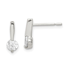 Sterling Silver Polished CZ Drop Post Earrings