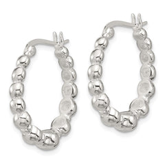Sterling Silver Polished Graduated Bead Hoop Earrings