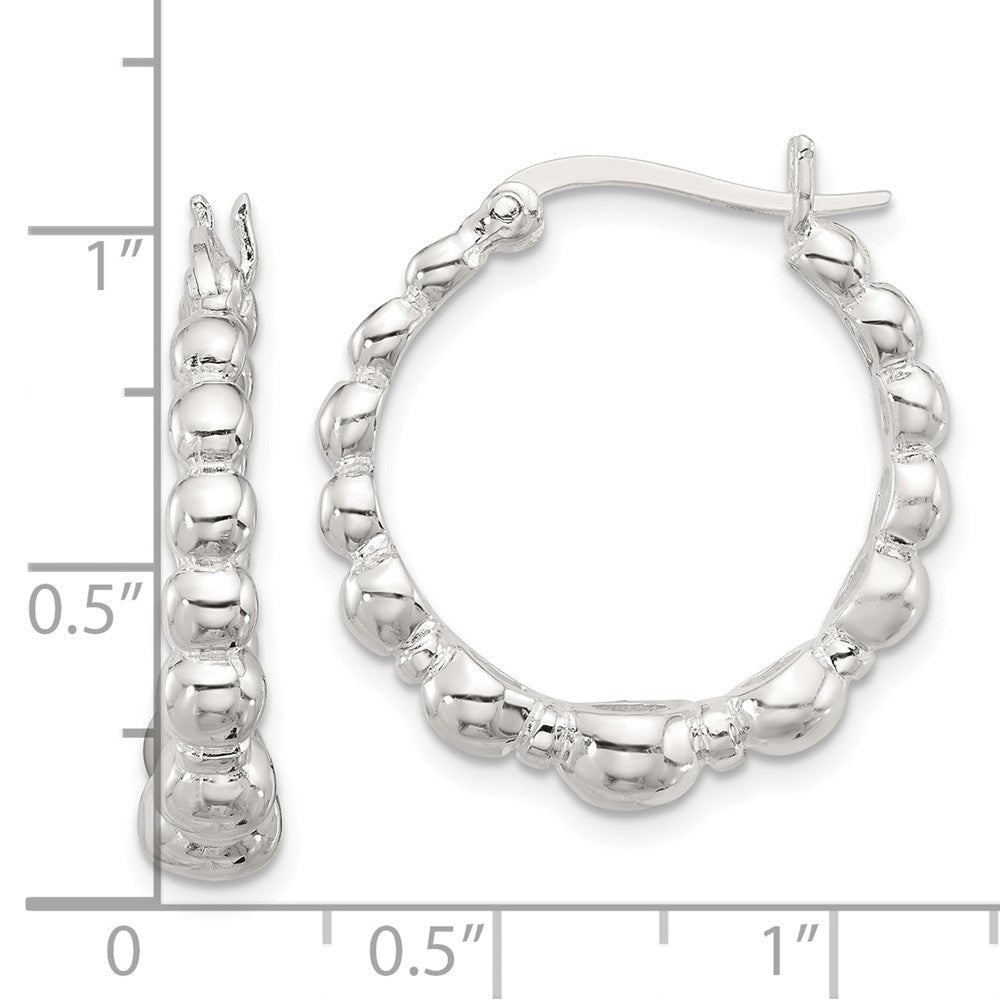 Sterling Silver Polished Graduated Bead Hoop Earrings