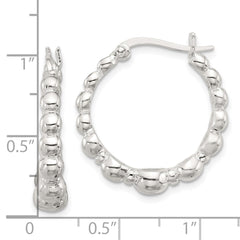 Sterling Silver Polished Graduated Bead Hoop Earrings